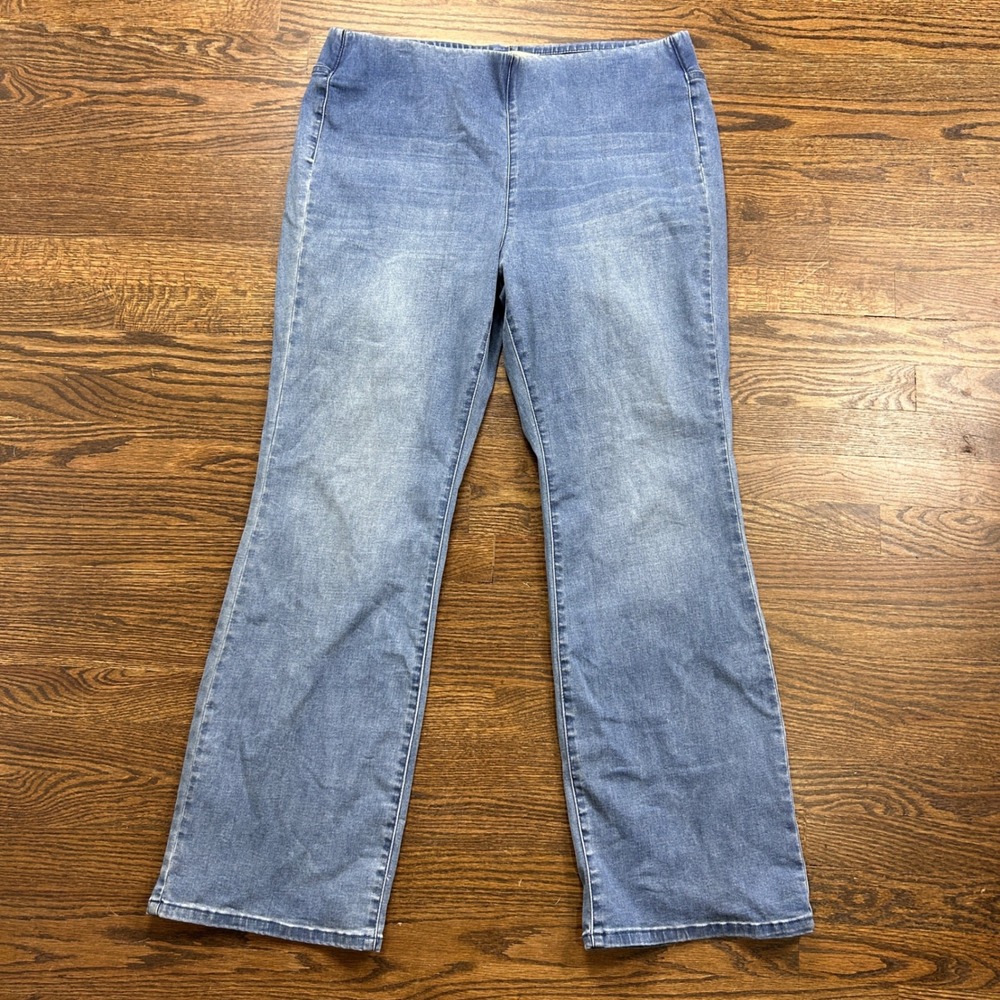 Soft Surroundings Bootcut Jeans Women Large Blue Denim Pull On High Rise Stretch